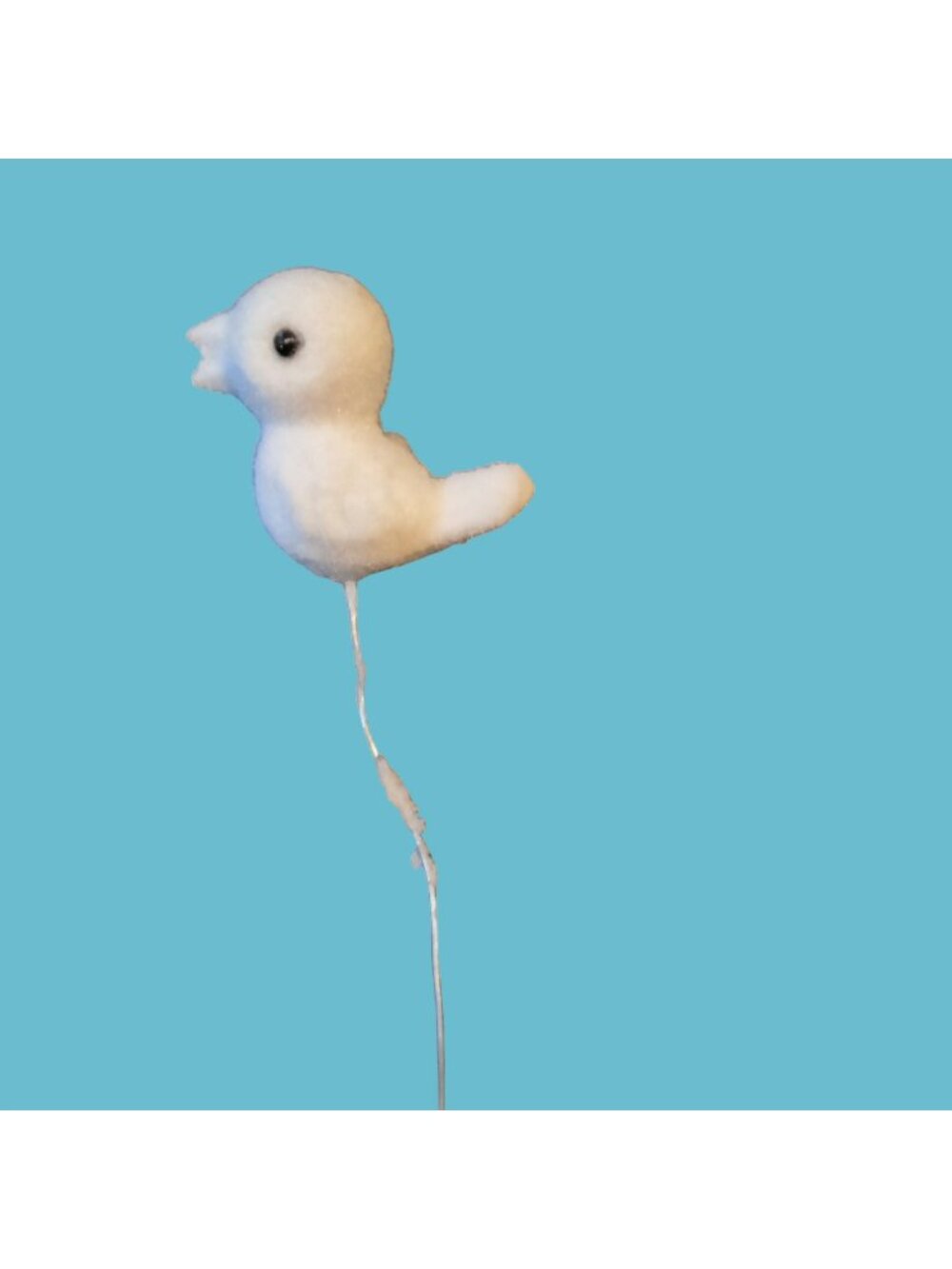 White Flocked Bird Decoration Wire Stem Crafting Floral Design